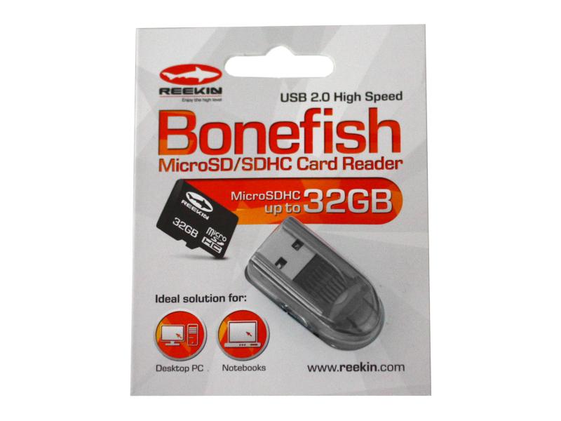 Reekin Bonefish USB 2.0 Memory Card Reader for microSDHC, Black